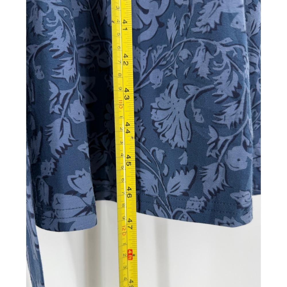Pact Blue Floral Organic Cotton Midi Dress Long Sleeve Belted Pockets Womens L - Picture 11 of 12